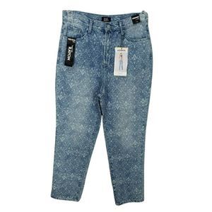 Simple Society Super High‎ Rise Straight Leg Paisley Pattern Jeans Junior's 7